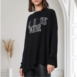 ALL SAINTS CASHMERE BLACK ASYMMETRICAL SWEATER